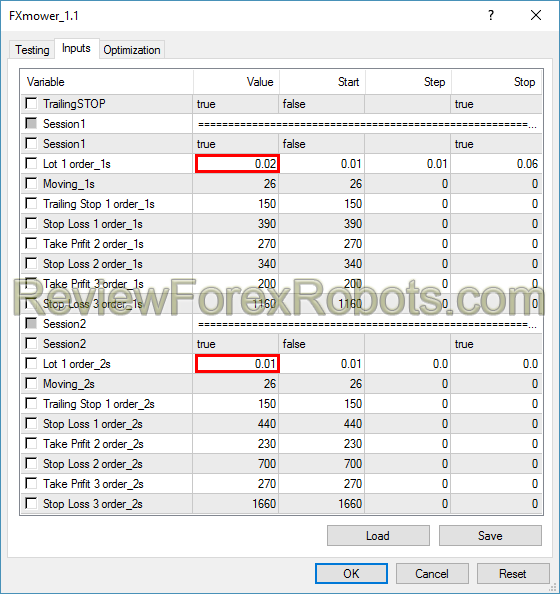 FXMower Parameters