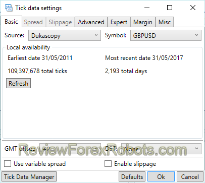 Tick Data Suite Settings