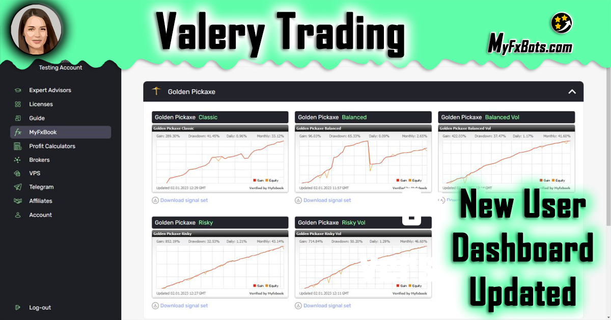 Valery Trading New User Dashboard Updated