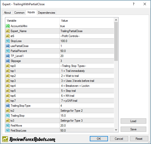 Trailing With Partial Close Forex Robot